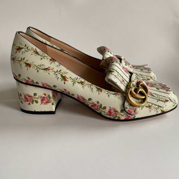 ✨SOLD✨ Gucci Marmont Fringe Loafer Floral/White - Picture 3 of 9